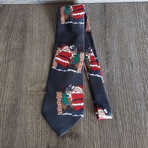 Christmas Necktie Yule Tie Greetings Hallmark Santa Stockings Coal